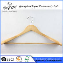 Household clothes metal hook Natural Color wooden coat hangers